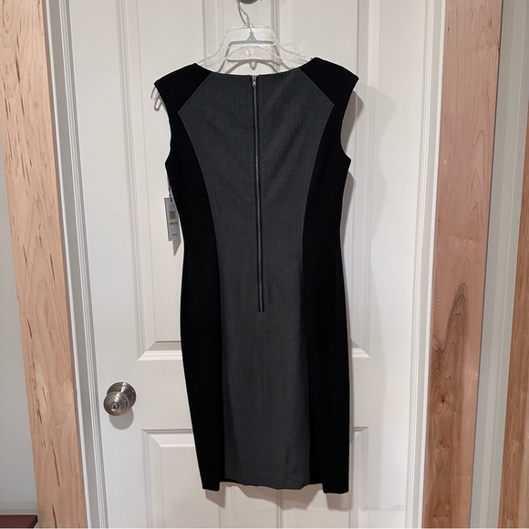 Calvin Klein Size 4 Black & Gray Color Block Knee Length Slimming Sheath Dress - Picture 3 of 8
